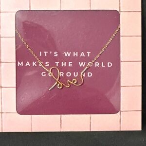 2/$20 Gold Tone Stella & Dot “Love” in Cursive on Chain Original NIB